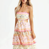 Odetta | Romantisches Blumen Maxikleid mit Zurück Spitzen-Details