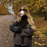 Kiara | Stilvolle Jacke mit Kunstleder- und Fleece-Details