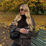 Kiara | Stilvolle Jacke mit Kunstleder- und Fleece-Details