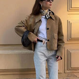 Marissa Suede Look Jacke mit Umschlagkragen und Cropped Schnitt