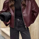 Romy Oversized Lederjacke im Biker-Stil für Damen – Trendiges Herbst Outfit