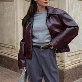 Romy Oversized Lederjacke im Biker-Stil für Damen – Trendiges Herbst Outfit