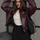 Romy Oversized Lederjacke im Biker-Stil für Damen – Trendiges Herbst Outfit