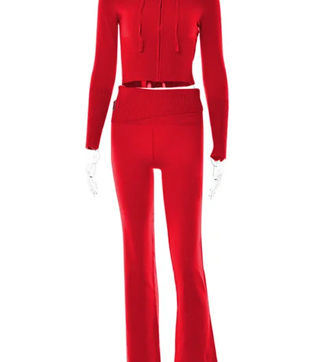 Johanna | Trendiger Trainingsanzug mit Crop Top und Schlaghose