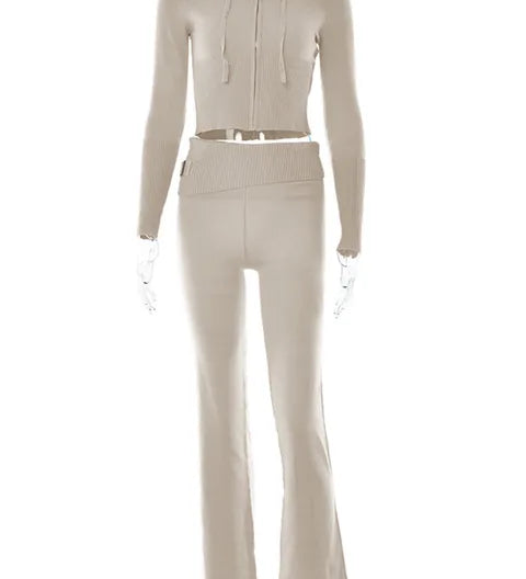 Johanna | Trendiger Trainingsanzug mit Crop Top und Schlaghose