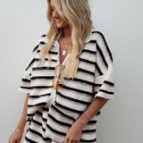 Pauline | Zweiteiliges Strick-Set mit Hemd & Shorts