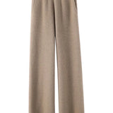 Elegante Feinstrickhose mit Hohem Bund und Weitem Bein – Luxuriöser Komfort für Alltag und Freizeit