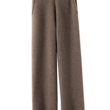 Elegante Feinstrickhose mit Hohem Bund und Weitem Bein – Luxuriöser Komfort für Alltag und Freizeit