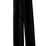 Elegante Feinstrickhose mit Hohem Bund und Weitem Bein – Luxuriöser Komfort für Alltag und Freizeit