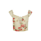 Hilde | Ärmel Crop Blumentop mit Wickelminirock für Sommer Chic