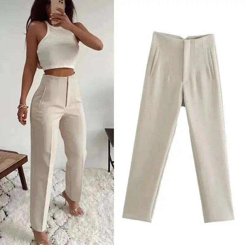 Isabell | High-Waisted Plissee-Hosen Zendoo.de