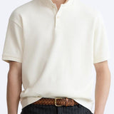 Kurzärmeliges Poloshirt in Cremeweiß – Minimalistisch und Bequem