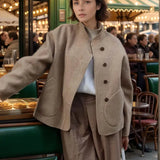 Tina | Lässiger einreihiger Wollmantel mit Stehkragen Zendoo.de