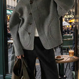 Tina | Lässiger einreihiger Wollmantel mit Stehkragen Zendoo.de