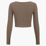 Amira | Asymmetrisches Langarm-Top mit Cut-Out & Knopfdetails