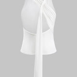 Mallory | Feminines Neckholder-Top mit Wickeldesign & Knoten-Detail