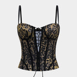 Irene | Korsett-Top mit Leopardenmuster & Schnürung