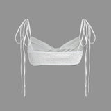 Elizabeth | Ein Stück Satin-Top mit verstellbaren Schnürträgern & Knotendetail