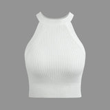 Elise | Racerback Bodycon Geripptes hochgeschlossenes Crop-Top