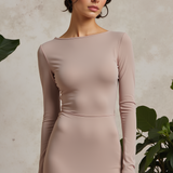 Addison | Bodycon Niedriger Rückenausschnitt Langärmeliges Oberteil