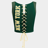 Lucinda | Retro Stil Number 75 Sportliches Crop-Top mit Schnürung hinten