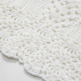 Nora | Weiß Handgehäkeltes Boho-Crop-Top mit Neckholder & verstellbaren Bindebändern