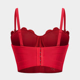 Kristina | Rot Romantisches Bustier-Top mit 3D-Blumen & Strassdetails