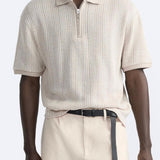 Strukturiertes Strick-Polo mit Reißverschluss