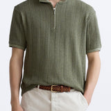 Strukturiertes Strick-Polo mit Reißverschluss