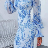 Romantisches Off-Shoulder Bodycon Kleid mit Blumenprint – Figurbetontes Midikleid in Rosa für Sommer & Events