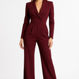 Eleganter Jumpsuit mit Langem Ärmel und Wickeloptik – Feminine Silhouette für Büro und Abend