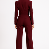 Eleganter Jumpsuit mit Langem Ärmel und Wickeloptik – Feminine Silhouette für Büro und Abend
