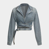 Diana | Cropped Wickeljacke aus Denim – Modern und feminin