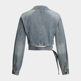 Diana | Cropped Wickeljacke aus Denim – Modern und feminin