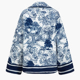 Flora | Geblümte Steppjacke mit blauem Print – Stilvoll und gemütlich