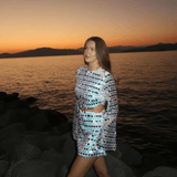 Beatrice | Ausgestellter Ärmel Glitzerndes Pailletten-Minikleid mit Cut-Out-Detail