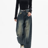 Vintage Baggy Jeans mit Hoher Taille und Weiten Beinen – Klassischer Denim-Stil für Damen