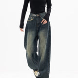 Vintage Baggy Jeans mit Hoher Taille und Weiten Beinen – Klassischer Denim-Stil für Damen