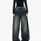 Vintage Baggy Jeans mit Hoher Taille und Weiten Beinen – Klassischer Denim-Stil für Damen