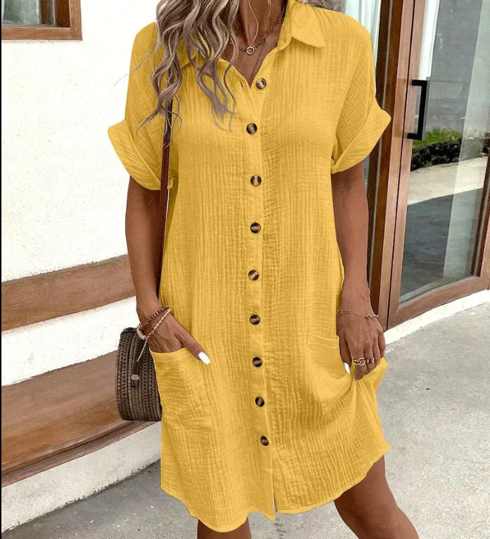 Leichtes Hemdblusenkleid aus Baumwolle mit Knopfleiste – Casual & Sommerlich