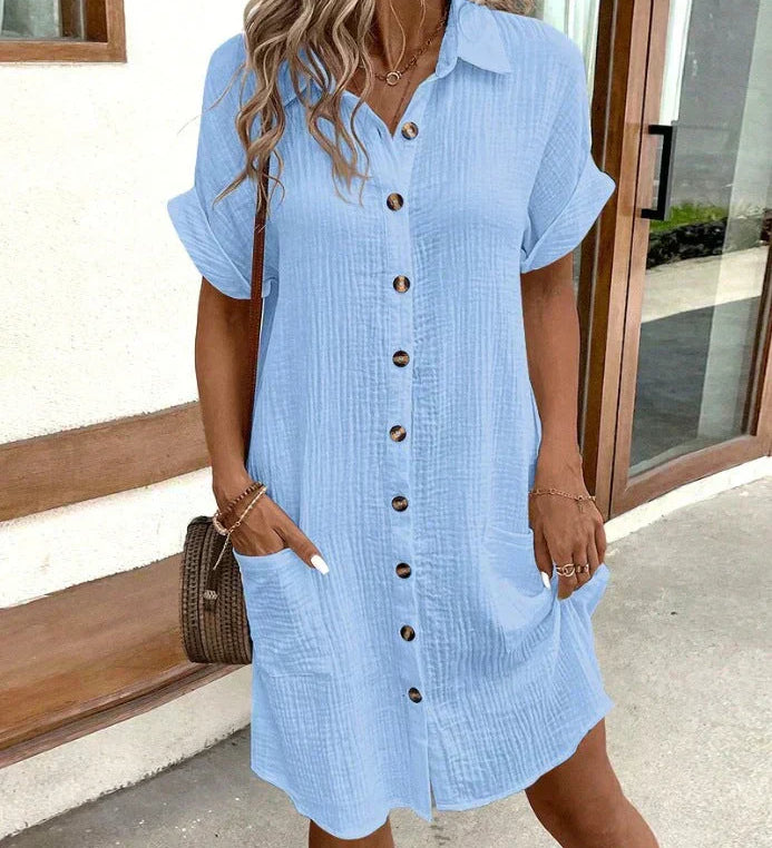 Leichtes Hemdblusenkleid aus Baumwolle mit Knopfleiste – Casual & Sommerlich