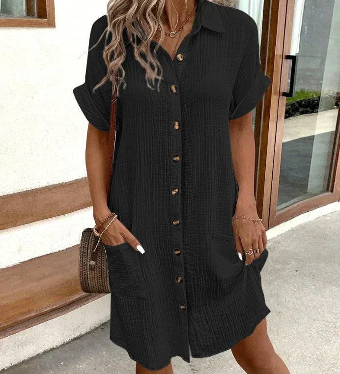 Leichtes Hemdblusenkleid aus Baumwolle mit Knopfleiste – Casual & Sommerlich