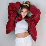 Jade | Übergroße Kontrastnaht Jacke Zendoo.de