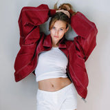 Jade | Übergroße Kontrastnaht Jacke Zendoo.de