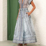 Zweiteiler-Set mit Bluse & Maxi-Rock im Paisley-Stil – Urban & Elegant