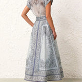 Zweiteiler-Set mit Bluse & Maxi-Rock im Paisley-Stil – Urban & Elegant