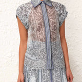 Zweiteiler-Set mit Bluse & Maxi-Rock im Paisley-Stil – Urban & Elegant