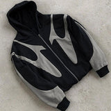 Stylischer Kapuzenpullover mit Reißverschluss und modernem Kontrastdesign