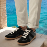 Herren-Retro-Ledersneaker – Wildleder & Gummisohle