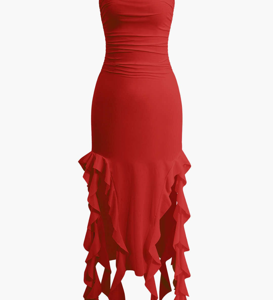 Sofia | Elegantes Bandeau-Maxikleid mit Volant-Details – Zeitlose Raffinesse